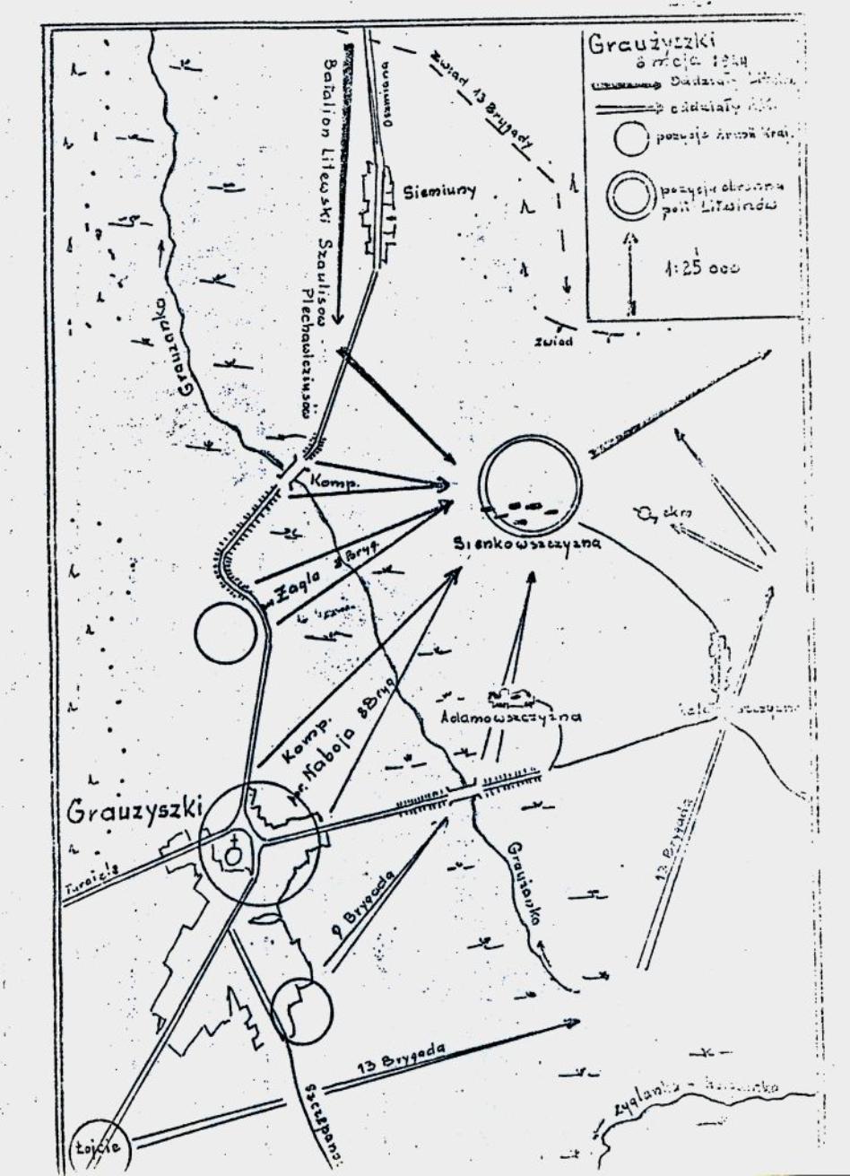 Szkic bitwy pod Graużyszkami 6 maja 1944 genealogia kresy oszmiański genealogia kresy oszmiański