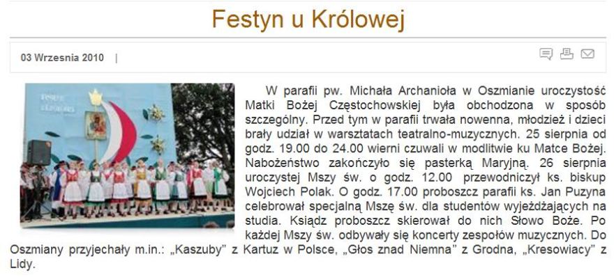 wycinek ze Słowa Życia gazety diecezji grodzieńskiej genealogia kresy oszmiański