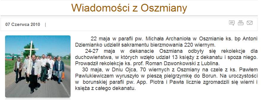 wycinek ze Słowa Życia gazety diecezji grodzieńskiej genealogia kresy oszmiański